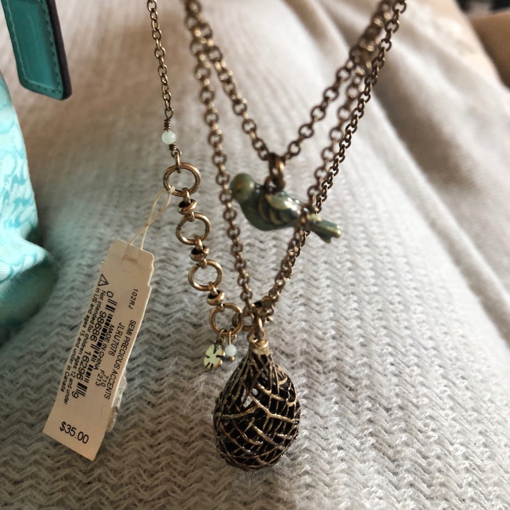 Vintage Lucky Brand Bird in Nest Necklace NWT